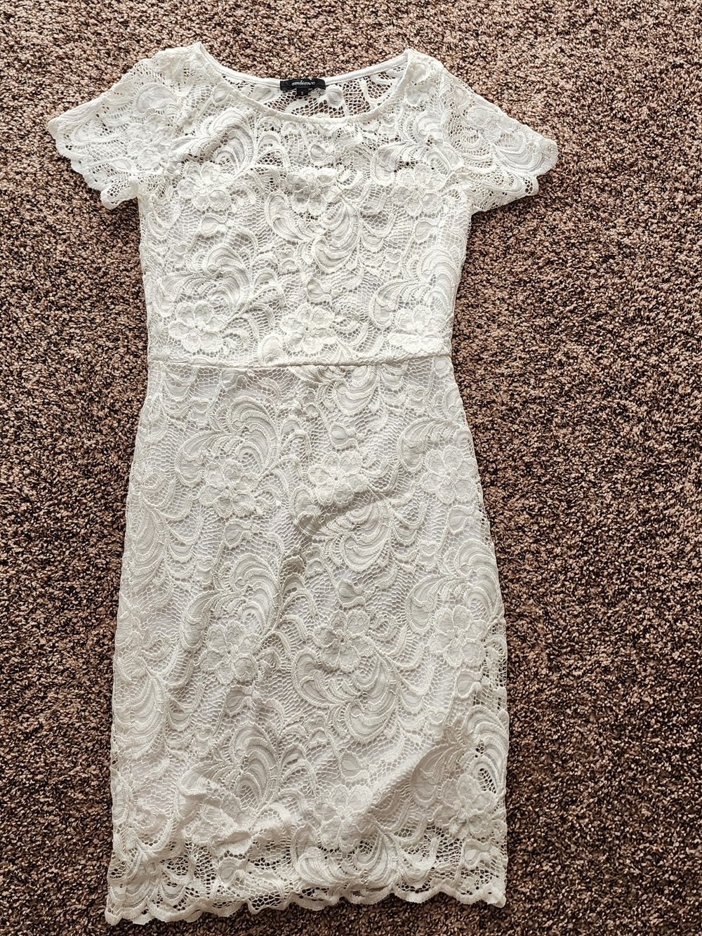 Ambiance White Lace Mini Dress with Short Sleeves